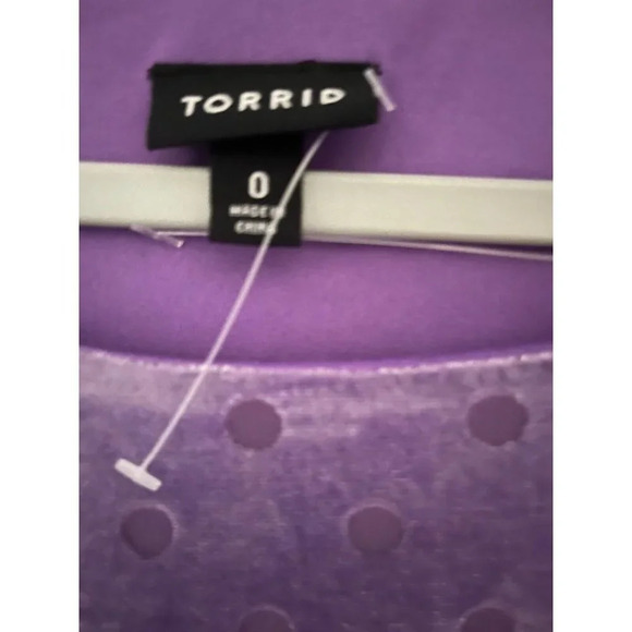 Torrid 0 Lilac Purple Dot Accent Velvet Boatneck Tie Belt Long Sleeve Midi Dress - Picture 6 of 6